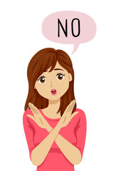 Sticker - Teen Girl Say No Illustration