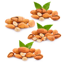 Wall Mural -  almonds set on a white background