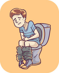 Poster - Boy Symptom Diarrhea Illustration