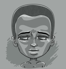 Sticker - Kid Boy African Distress Illustration