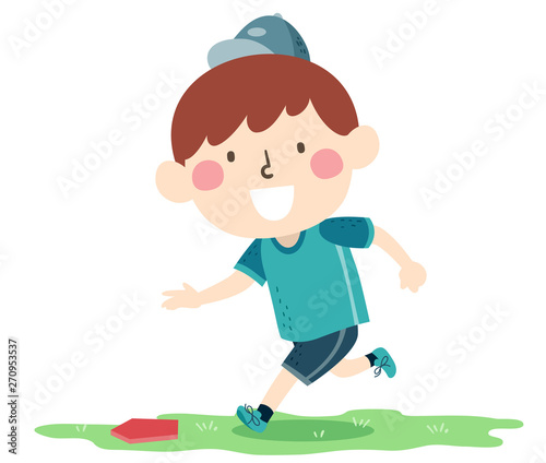 Kid Boy Sweden Run Goal Base Illustration