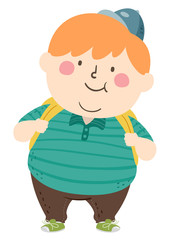 Sticker - Kid Boy Fat Student Illustration