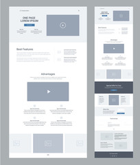 Wall Mural - one page website design template for business. landing page wireframe. flat modern responsive design