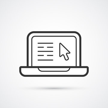 Laptop flat black trendy line icon. Vector eps10