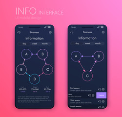 Vector graphics mobile infographics with three and five options. Template for creating mobile applications, workflow layout, diagram, banner, web design, business reports with 3 and 5 steps