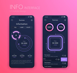 Vector graphics mobile infographics with two and one options. Template for creating mobile applications, workflow layout, diagram, banner, web design, business reports with 2 and 1 steps