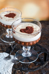 Canvas Print - Coffee liqueur and chocolate cream dessert.