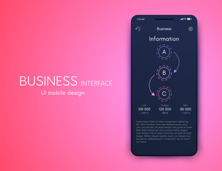 Vector graphics mobile infographics with three options. Template for creating mobile applications, workflow layout, diagram, banner, web design, business reports with 3 steps