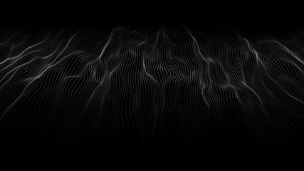 Fototapete - Abstract wave of many points. 3D futuristic background illustration. Vector illustration