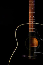 Musical Instrument Wood Acoustic Six-string Guitar Isolated On Blackbackground