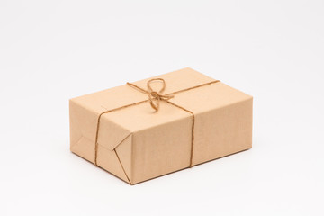 Brown gift box on white background