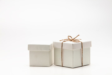 Photo White Gift boxes isolated on white background