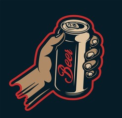 Poster - Male hand holding beer can