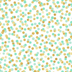 Canvas Print - Mint and Gold Confetti Seamless Pattern - Cute mint and gold confetti repeating pattern design