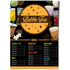 Poster - bubble tea menu graphic template