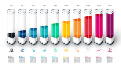 Wall Mural - Bars chart infographics with colorful 3d piece.