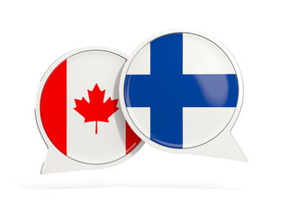 Flags of Canada and finland inside chat bubbles