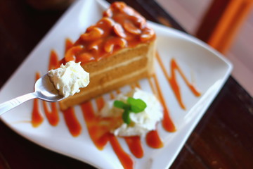 Poster - Piece of chocolate cake on a white plate