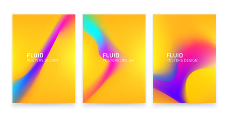 Wall Mural - trendy colorful posters set design, fluid geometric abstract shapes