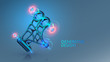 © AndSus - Generative design, development 3d model steel part on cad system. Industrial design mechanical item generated by computer artificial intelligence. Engineering technology concept banner. cad software.