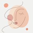 Abstract beauty woman face icon. Minimalist line art style. Editable line