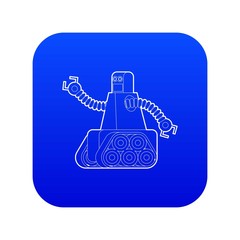 Poster - Robot with caterpillar track icon blue vector isolated on white background