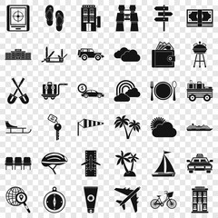 Poster - Transport trip icons set. Simple style of 36 transport trip vector icons for web for any design