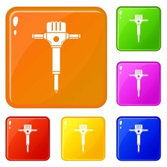 Poster - Jackhammer icons set collection vector 6 color isolated on white background