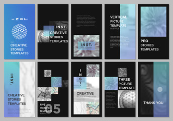Wall Mural - Creative social networks stories design, vertical banner or flyer templates with colorful gradient backgrounds. Covers design templates for flyer, leaflet, brochure, presentation, advertising.