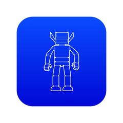 Poster - Humanoid robot icon blue vector isolated on white background