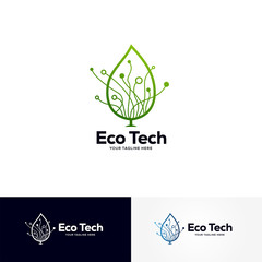 Poster - eco technology logo designs template, creative technology logo symbol