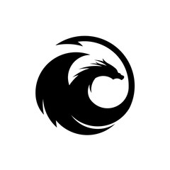 Wall Mural - creative dragon silhouette circle logo design vector illustration