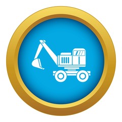 Poster - Excavator icon blue vector isolated on white background for any design
