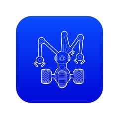 Poster - Robot with three tentacle icon blue vector isolated on white background