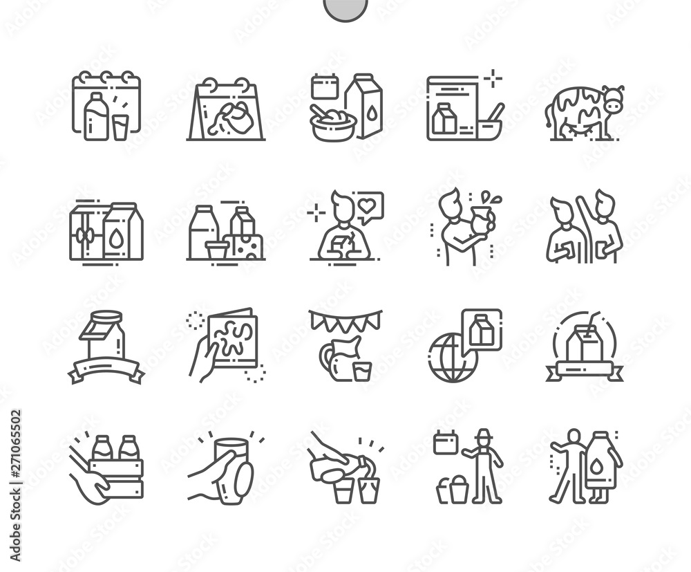 World Milk Day Well-crafted Pixel Perfect Vector Thin Line Icons 30 2x ...