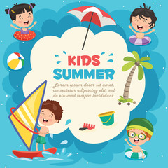 Wall Mural - Vector Illustration Of Summer Children