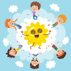 Wall Mural - Vector Illustration Of Summer Children