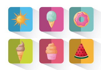 Poster - set of ice cream and watermelon and icons