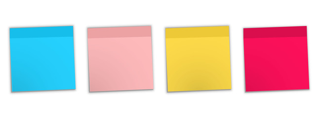 Leinwandbilder - Post note sticker. Note sticky isolated on white background. Colored sticky note set. Sticky note collection with curled corners and shadows. Colorful noticeboard stickers , blank post stickies