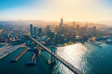 Wall Mural - Aerial view of the Bay Bridge in San Francisco, CA