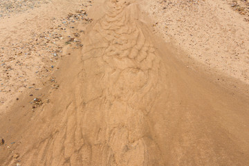 The sandy land and gravel in the wilderness are eroded by wind and rain, leaving a beautiful texture.