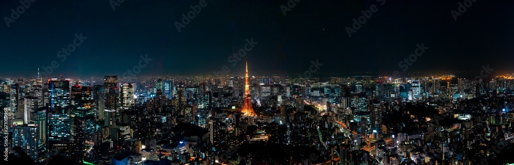 The most beautiful Viewpoint Tokyo tower in tokyo city ,japan. - obrazy, fototapety, plakaty 