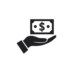 Poster - Pictograph of money on hand icon vector. Dollar Sign Flat Design