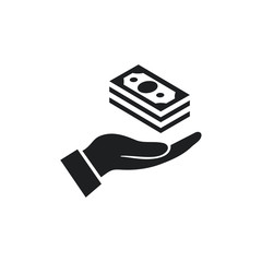 Poster - Pictograph of money on hand icon vector. Dollar Sign Flat Design