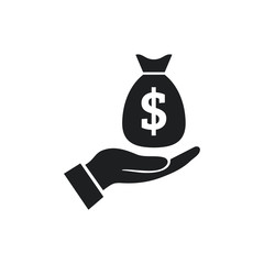 Aufkleber - Pictograph of money on hand icon vector. Dollar Sign Flat Design