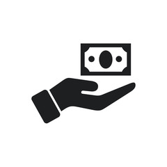 Poster - Pictograph of money on hand icon vector. Dollar Sign Flat Design