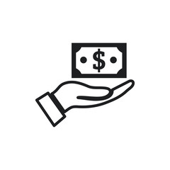 Aufkleber - Pictograph of dollar money on hand line icon vector