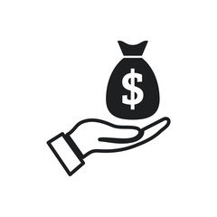Aufkleber - Pictograph of dollar money on hand line icon vector