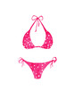 © Hanna - hand drawn watercolor pink swimsuit with polka dots isolated on white background