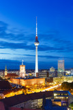 Fototapeta Boho - Berlin skyline tv tower downtown portrait format townhall at night Germany city